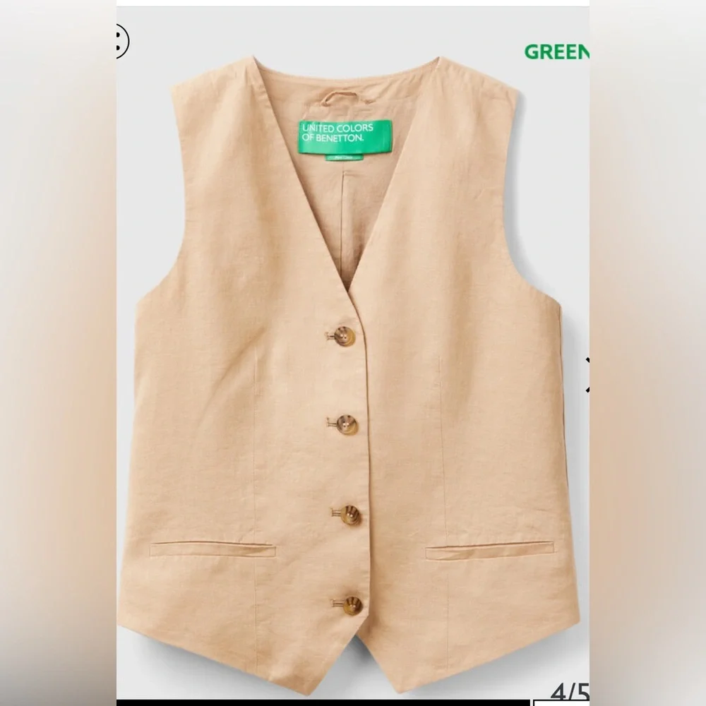 Benetton PURE LINEN VEST L BNWOT - Picture 1 of 4